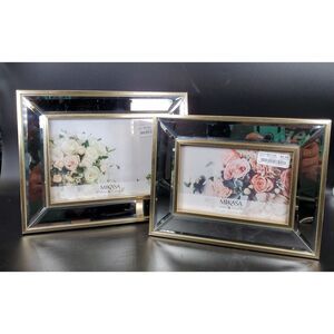 Mikasa Gold Mirrored Picture Frames Set 4x6 & 5x7 NWT Glam Decor READ